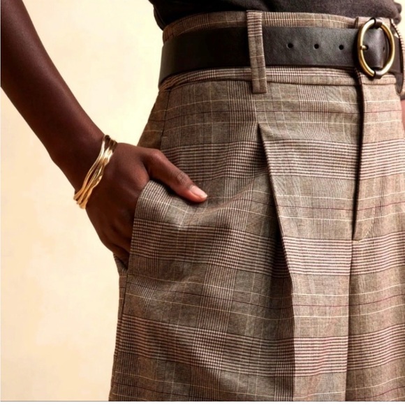 BANANA REPUBLIC Parc wide leg plaid trousers Womens size 2  NWOT - Picture 4 of 14